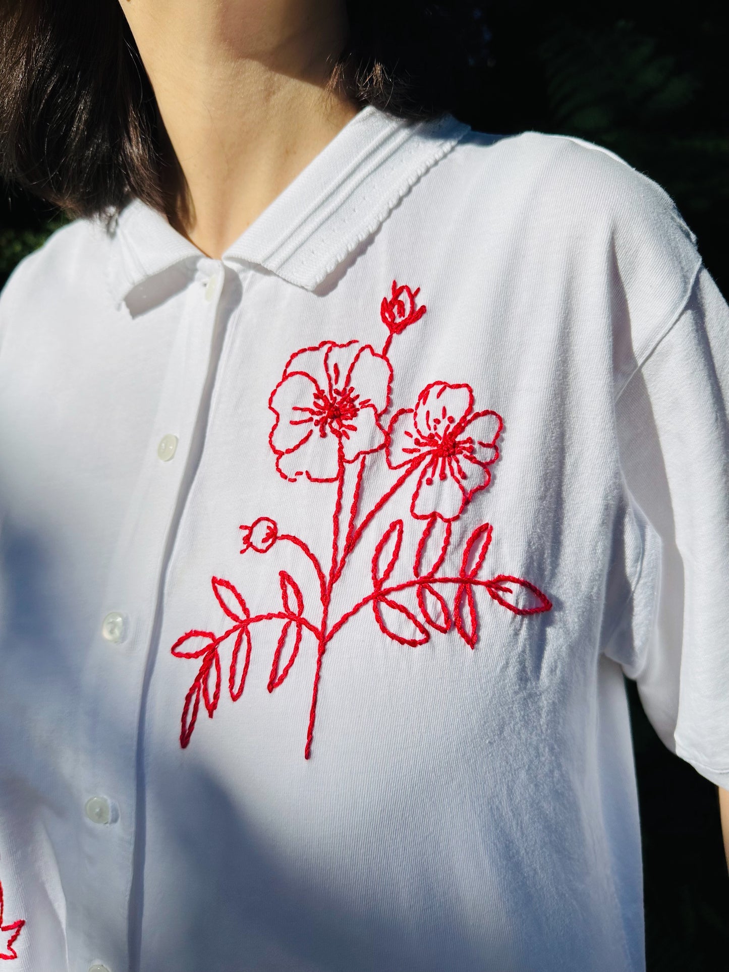 Redwork flower top